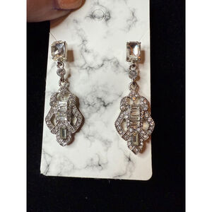 Deco Cubic Zirconia Silver Drop Earrings